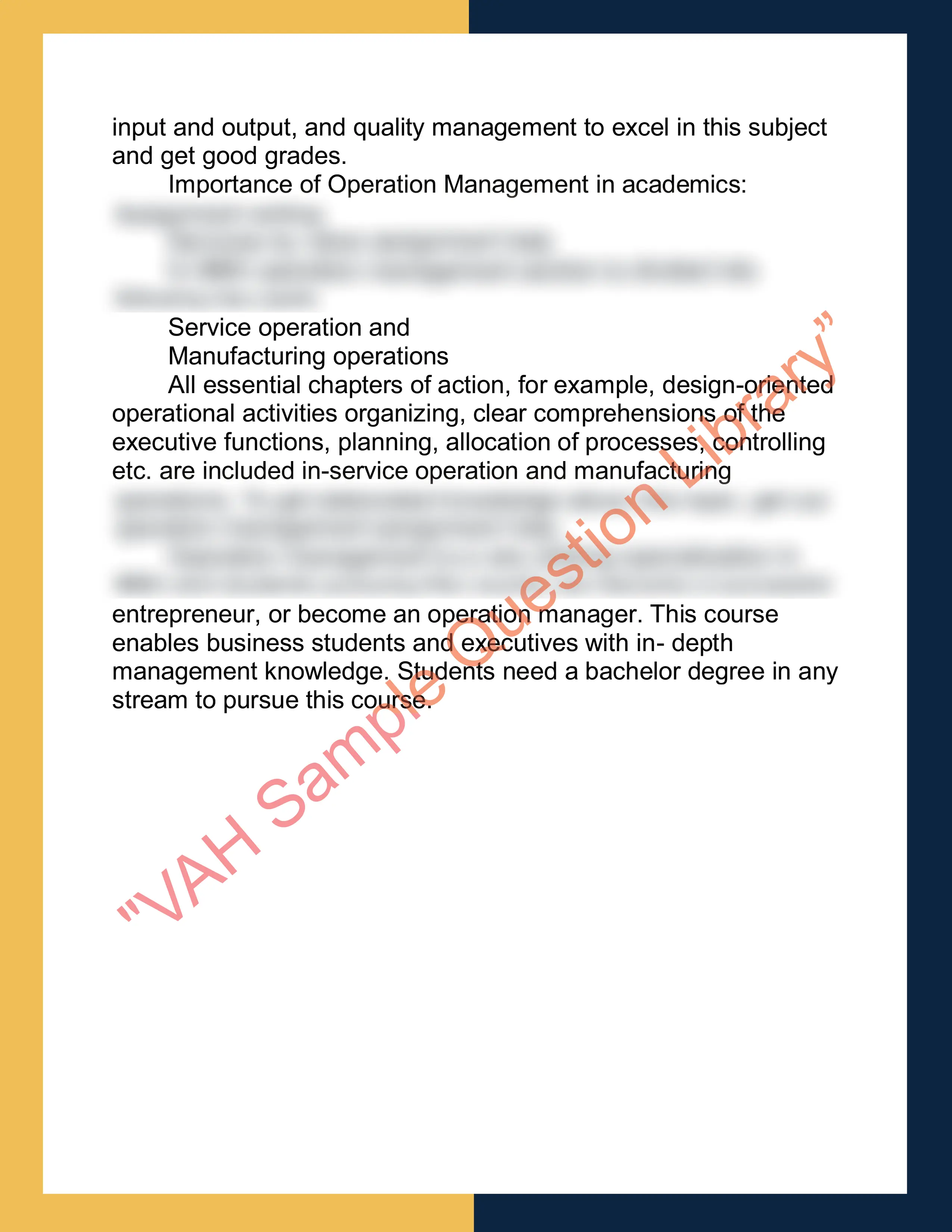 Operations Management Assignment sample 4